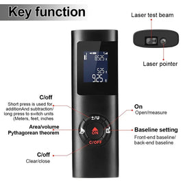 Mini Laser Distance Meter: 40M and 60M Infrared Rangefinder, USB Rechargeable, Portable Handheld Laser Range Finder - Father's Grip