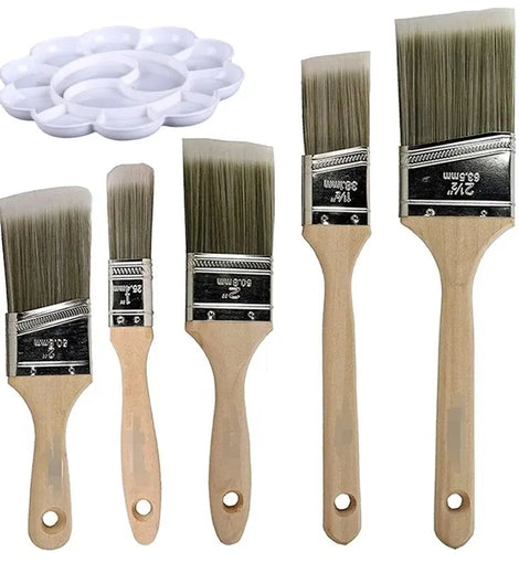 5pcs Pro-Grade Angle Paint Brushes for Artist, Acrylic, Latex, and Oil Paints – Ideal for Home Improvement, Interior & Exterior Use - Father's Grip