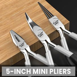 Mini Pliers Set: Pointed, Toothless, Flat Mouth, Extended Needle Mouth, and Oblique Mouth for Wire Binding - Father's Grip