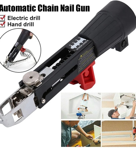 Automatic Chain Nail Gun Adapter: Rechargeable Electric Screw Gun for Woodworking Tools - Father's Grip