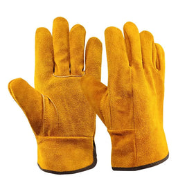 Men's Soft Cowhide Work Gloves: Soft Cowhide for Driving, Hunting, Farming, Gardening, Welding, and Mechanic Safety - Father's Grip