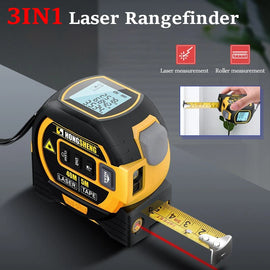 3-in-1 Laser Tape Measure: Rangefinder, Infrared High-Precision, Intelligent Electronic Ruler, Cross Line Measuring Instrument - Father's Grip