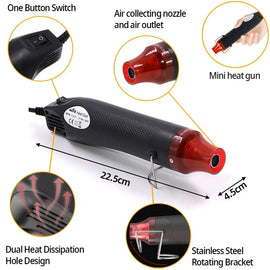 1Pc 220V Mini Heat Gun for DIY Soldering, Electric Heat Dryer, Mini Heat Gun for Crafts, Shrink Tubing, and Wraps - Father's Grip