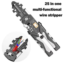 25-in-1 Multi-Functional Stripping and Crimping Pliers: Wire Stripper, Ring Crimper, and Network Cable Stripper Tools - Father's Grip